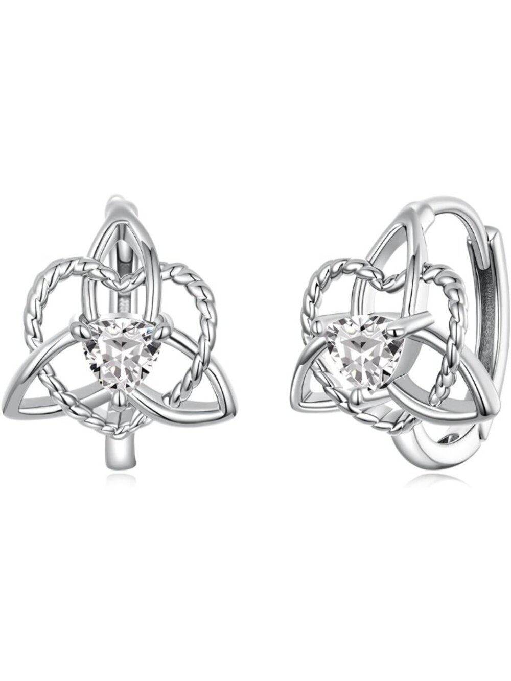 Silver Celtic Earrings for Women Lightweight Silver Heart Hoop Earrings